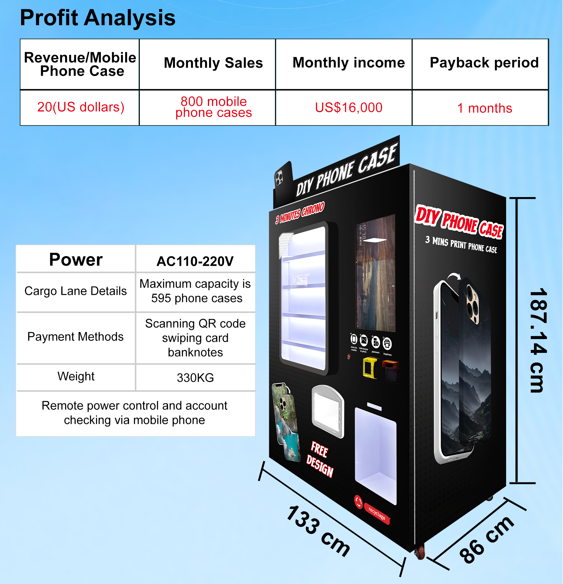 Skyfun Pro 2025 | DIY Phone Case Vending Machine | UV Printing | IoT Remote | 595+ Models | 5 Colors Available 9