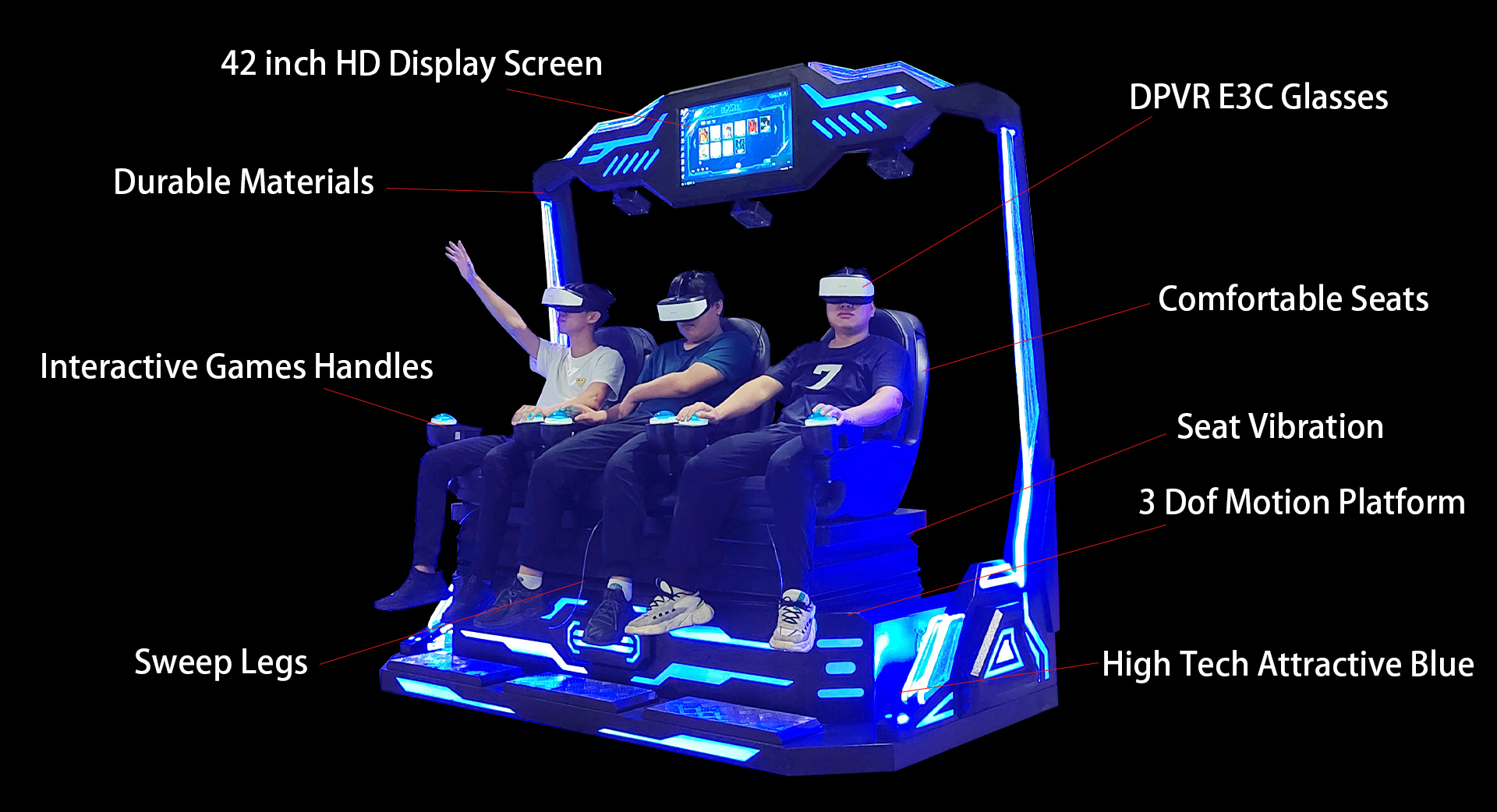 Professional 9d vr 3 seats cinema Multi person VR cinema manufacturers 5