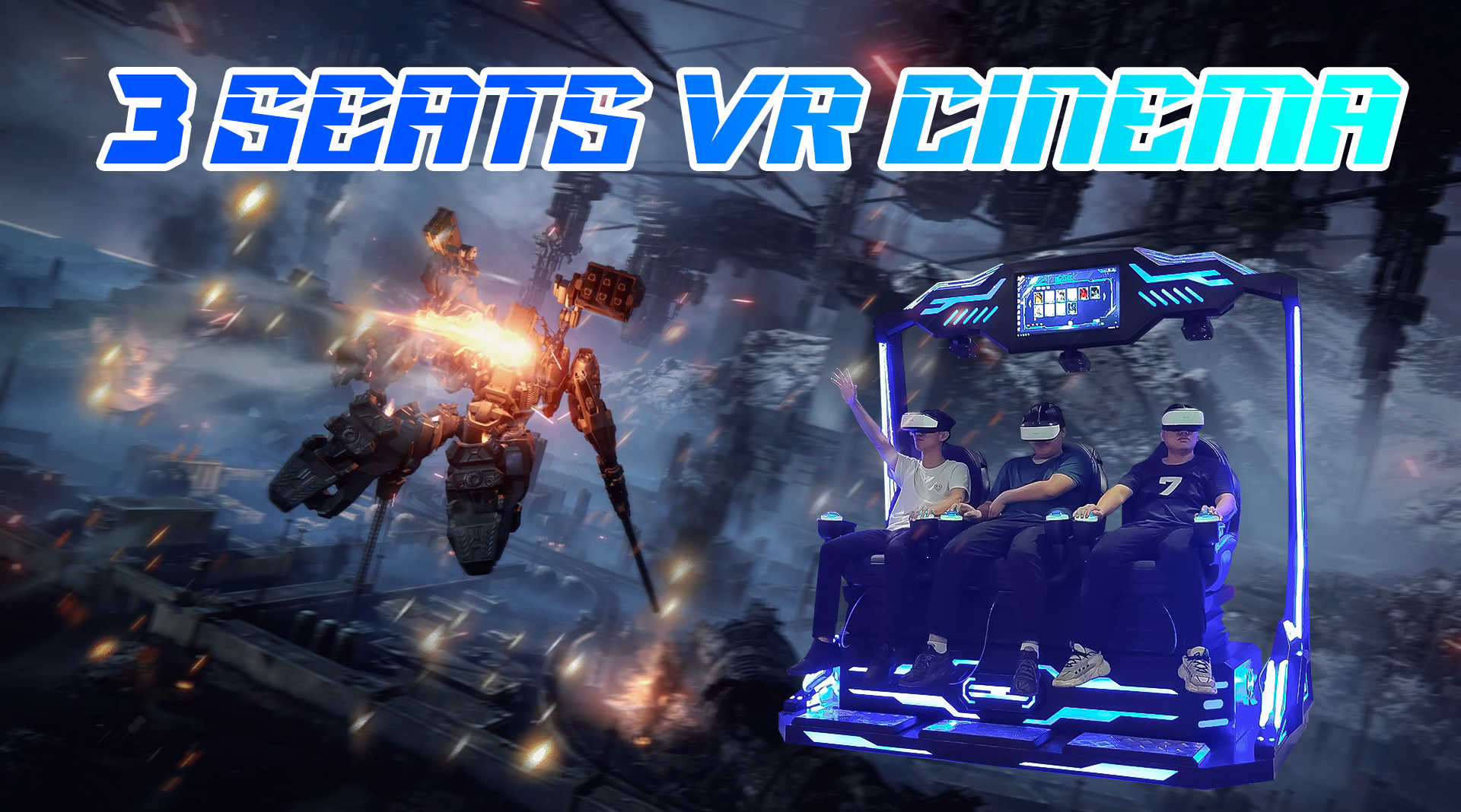 Professional 9d vr 3 seats cinema Multi person VR cinema manufacturers 3