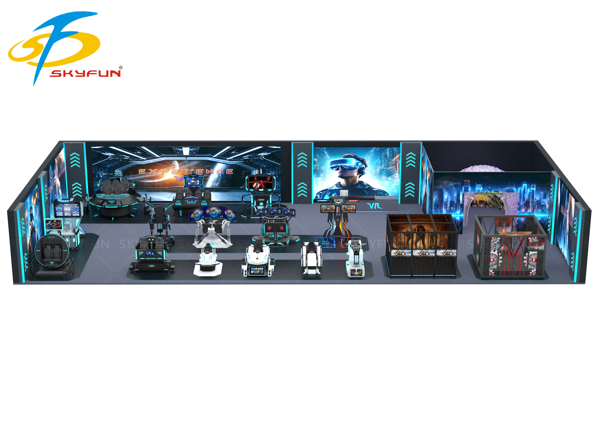 SKYFUN 448 square meter VR amuement park VR game park-Top 9D VR theme park supplier 5