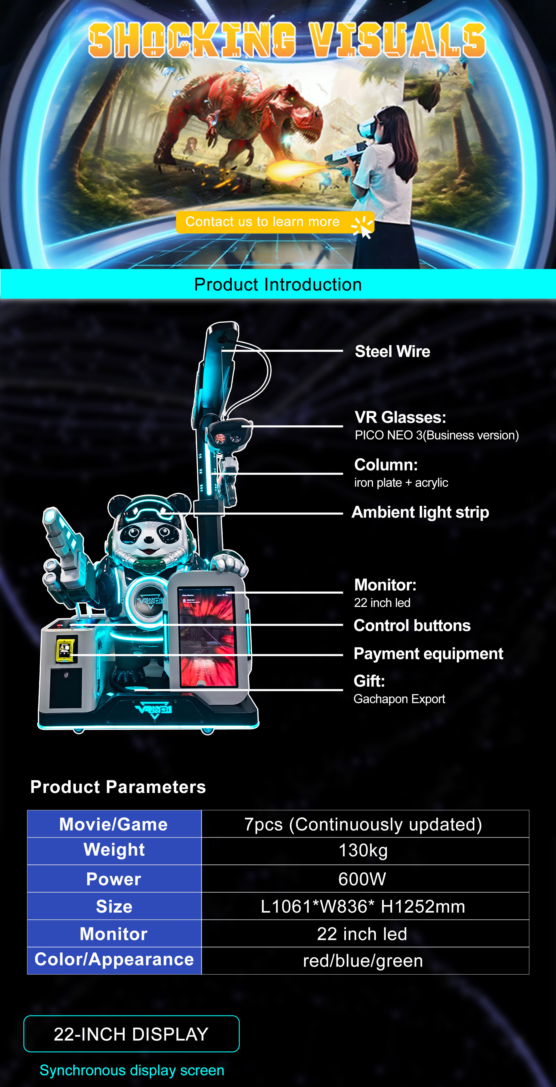 Kids VR Machine – New Design Appearance Panda Soldier Defender with Safer VR Headset | SKYFUN 6