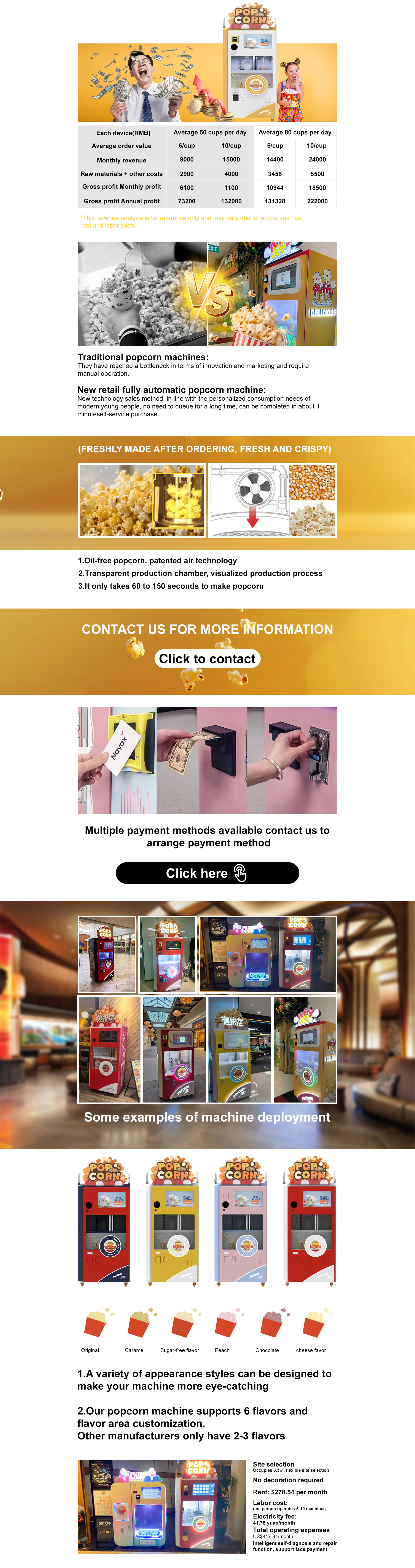 Customized New retail fully automatic popcorn machine manufacturers From China | SKYFUN 8
