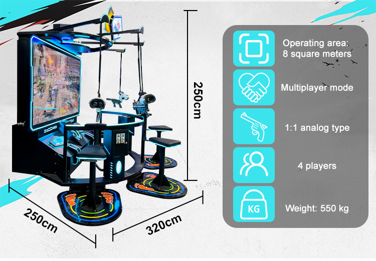 4 Player VR Shooting Arcade Game Machine 4K Immersive TacticalSimulator with Motion Platform Vibration Feedback SKYFUN 6