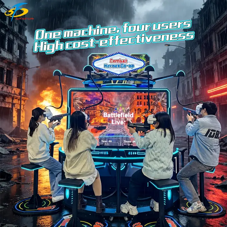 4-Player Immersive Tactical Simulator VR Shooting Arcade Machine – 360° 4K with Motion &amp; Vibration Feedback SKYFUN 1