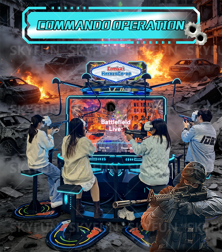 4-Player Immersive Tactical Simulator VR Shooting Arcade Machine – 360° 4K with Motion & Vibration Feedback SKYFUN 8