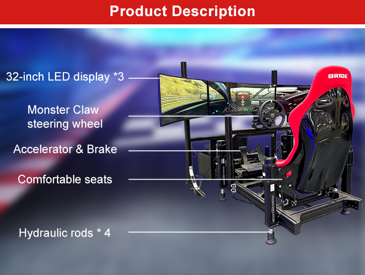 Simulator de curse cu 3 ecrane | Joc arcade de conducere prin mișcare cu roată cu feedback de forță pentru uz comercial SKYFUN 10