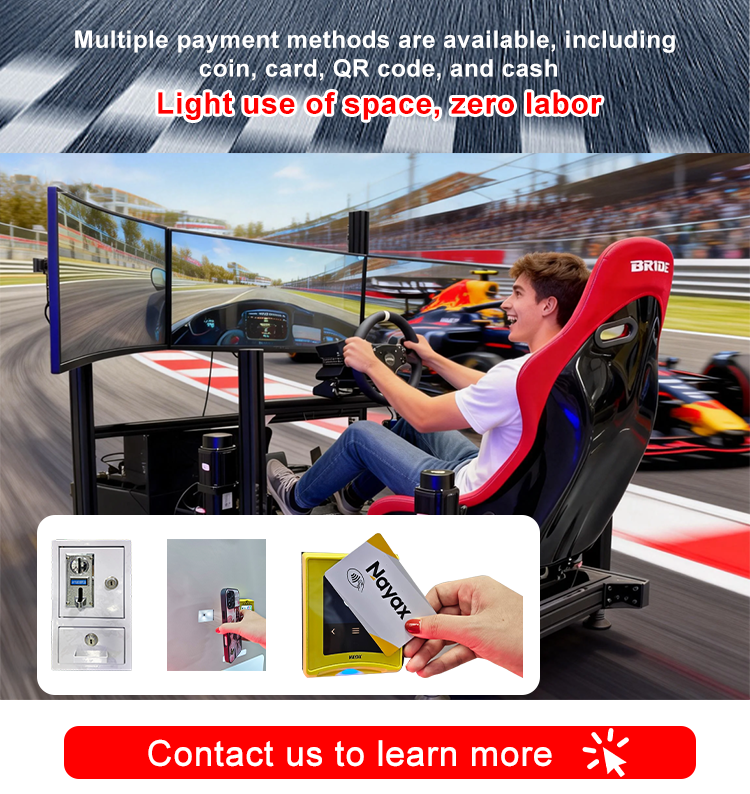 Simulator de curse cu 3 ecrane | Joc arcade de conducere prin mișcare cu roată cu feedback de forță pentru uz comercial SKYFUN 13