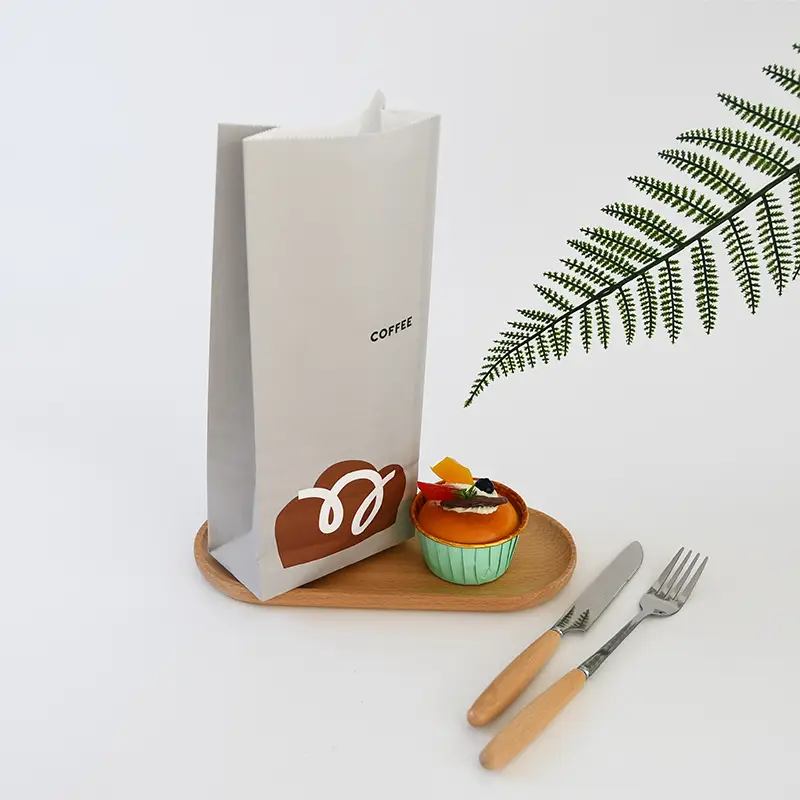 Custom Paper Bread Bags Food Safe Recyclable Bakery Coffee 1