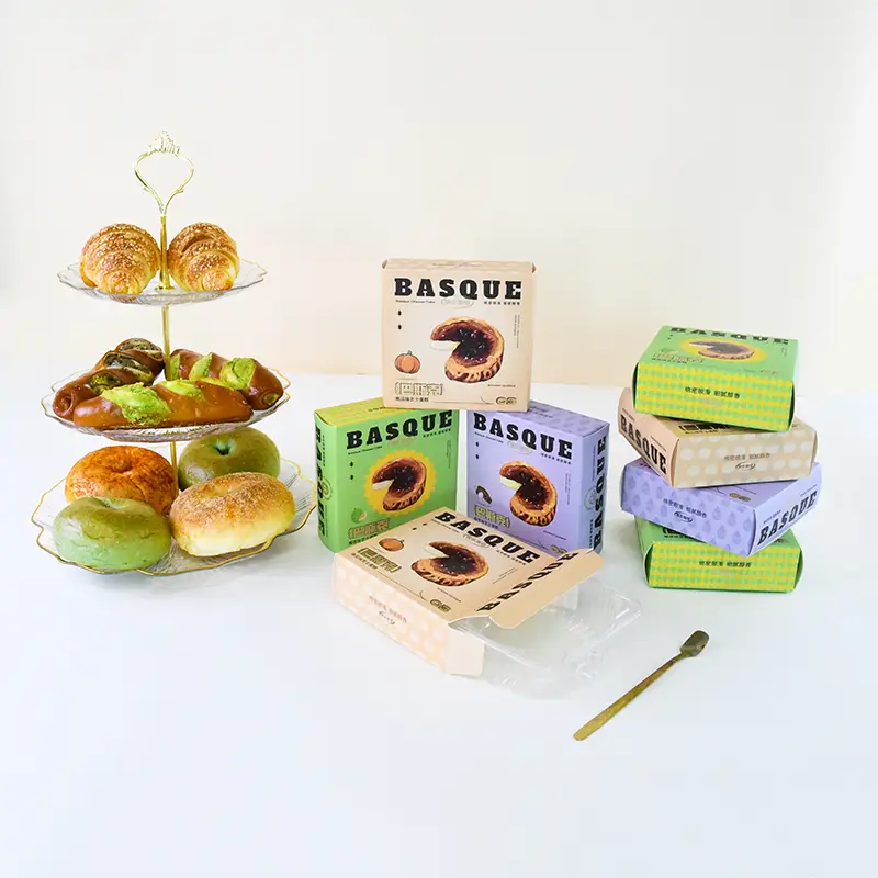 Basque Cheesecake Paper Box Food Grade Kraft Custom Bakery 1
