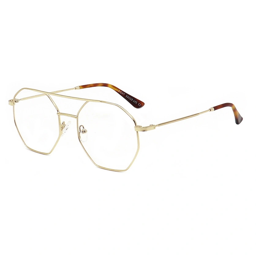 HM24018 Lightweight Geometric Double Bridge Metal Optical Frames 1