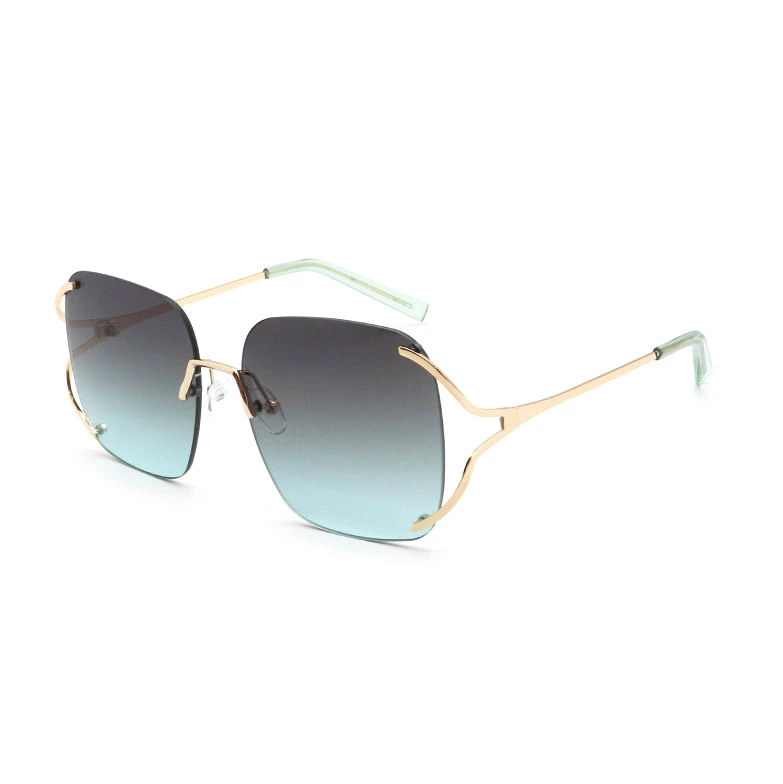 Custom Oversized Rimless Metal Sunglasses for Women HM25481 1