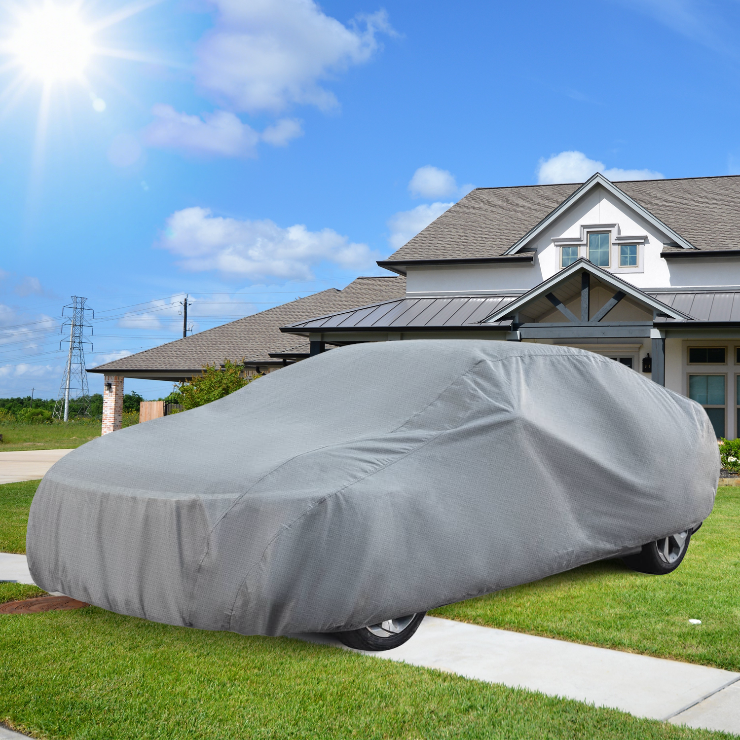 Housse de voiture, protection auto respirante et anti-poussière en polypropylène, imperméable et protection UV, housse de véhicule toutes saisons 5