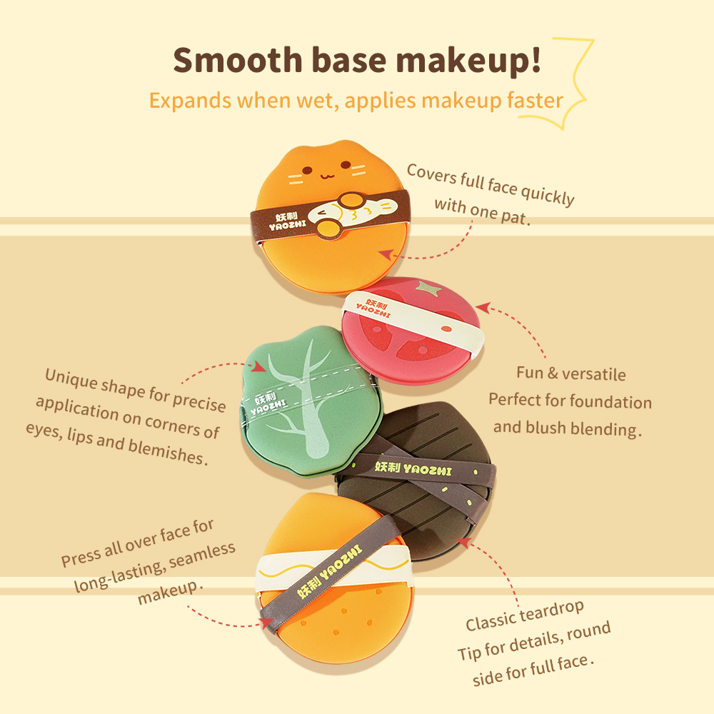 YAOZHI Value Pack Bulk Makeup Puff Set Soft Texture, Low Powder Absorption, Breathable & Good Concealing Effect, Smooth Fit Makeup Puff Must-have for Ladies 5