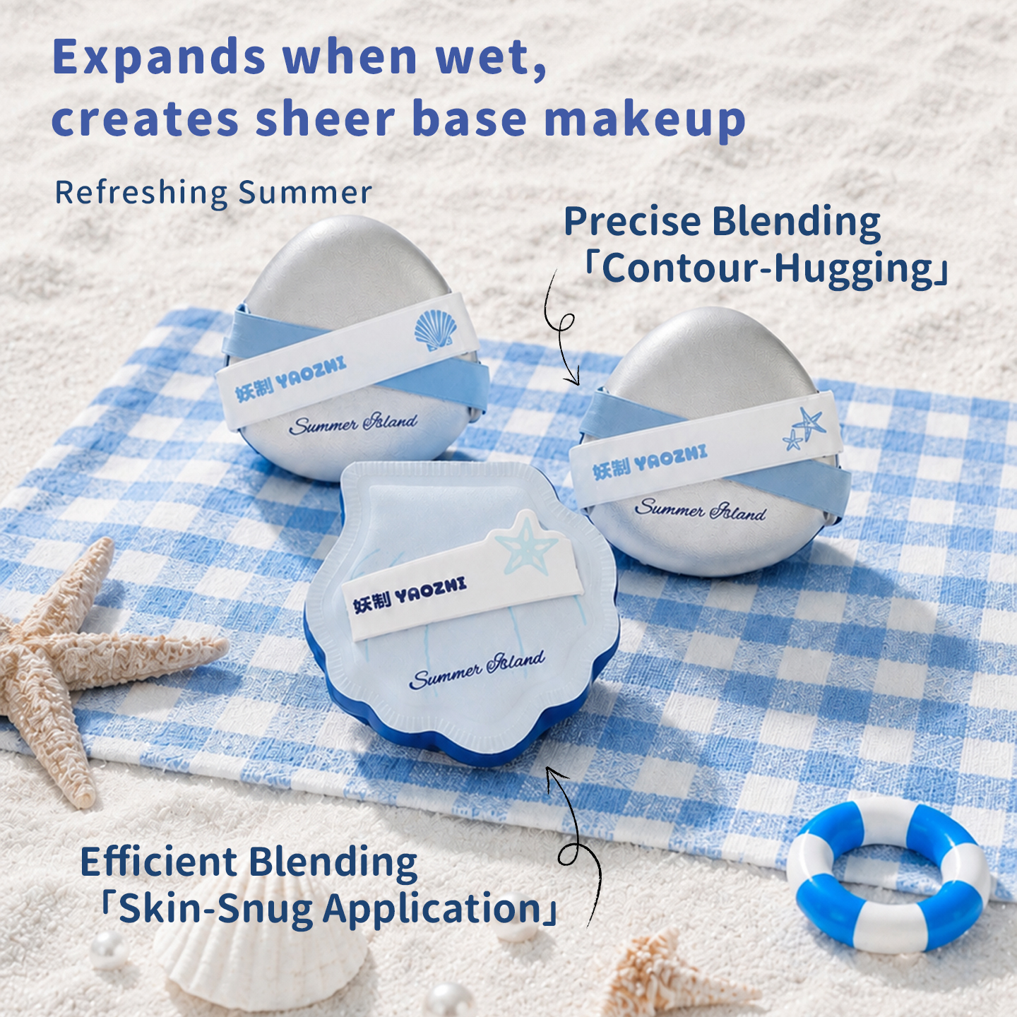 YAOZHI Island Series Marshmallow Puff Penggunaan Ganda Basah &amp; Kering | Riasan Merata &amp; Sempurna 3