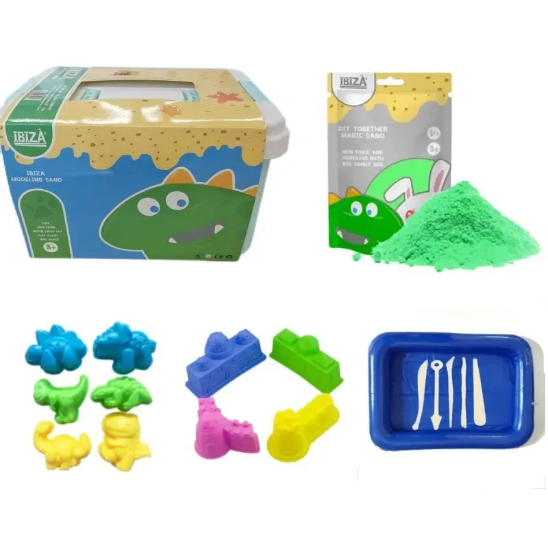 Quality 1kg Dinosaur plastic box toy set with molds play magic sand Manufacturer | IBIZA 1
