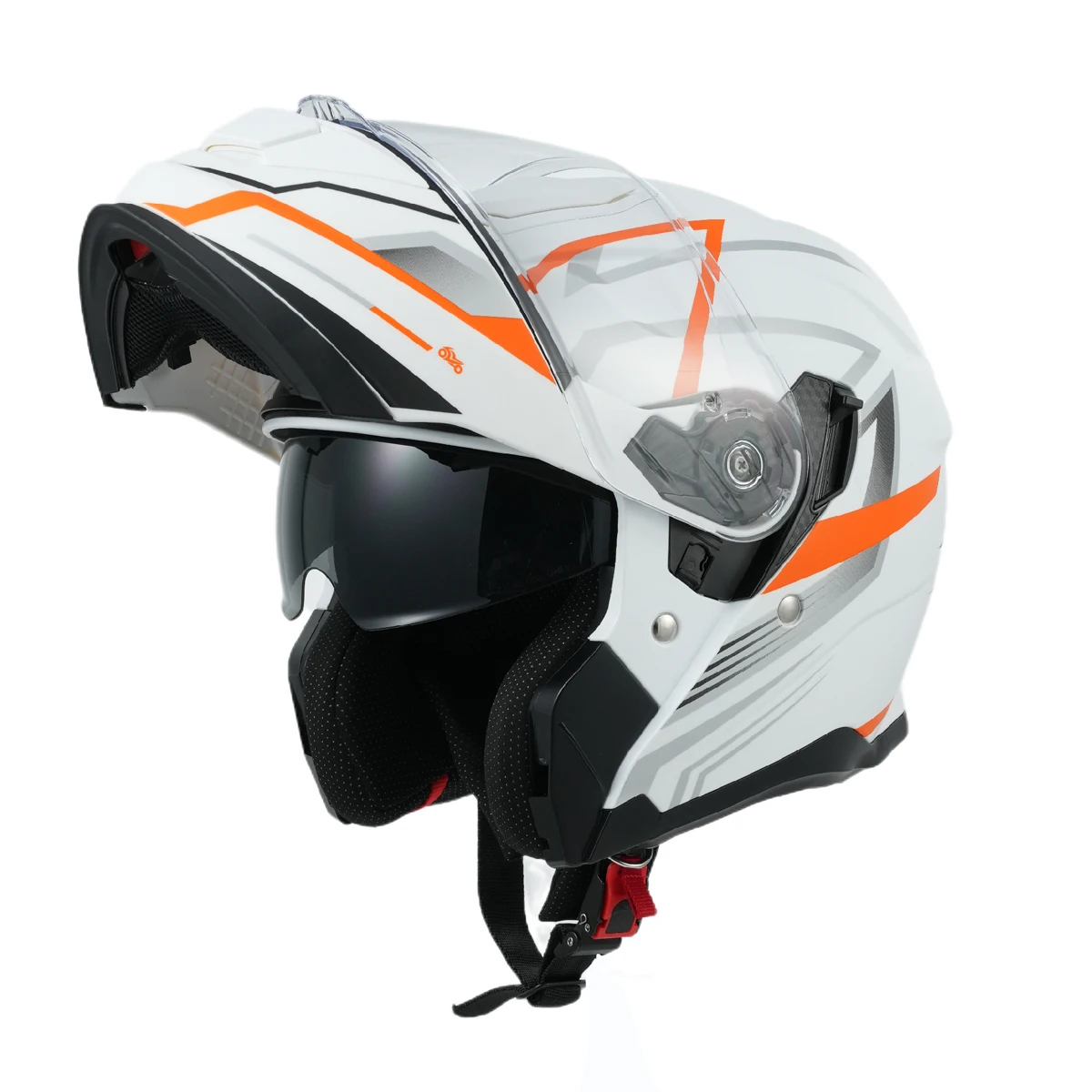 MY Flip Up Helmet for Motorcycle for men FF935 ABS Shell helmet ECE R 22.06 and DOT Approved with dual visor (Matte P-White/Orange) 1