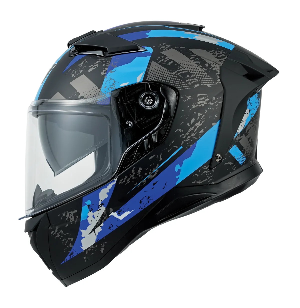 MY Full Face Helmet for Motorcycle Matte Black/Blue FF939  DOT and ECE R 22.06 Approved ABS Shell helmet with dual visor 1