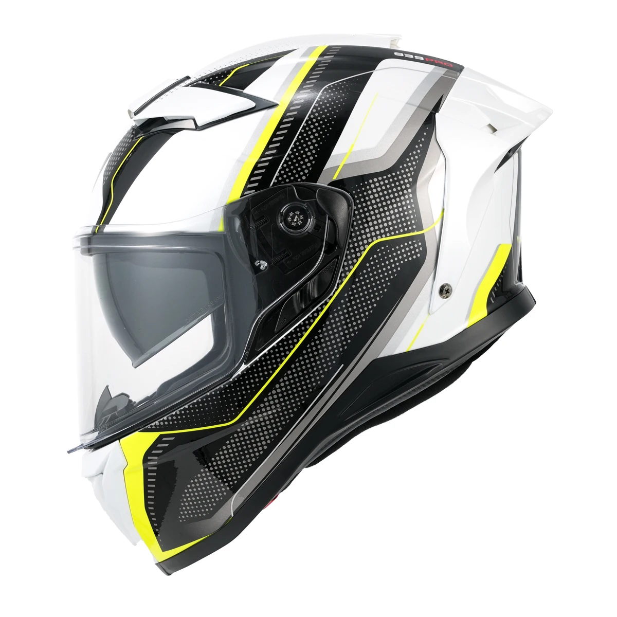 MY Full Face Motorcycle Helmet White/Yellow-FF939 ECE R 22.06 and DOT Approved ABS Shell helmet with dual visor 1