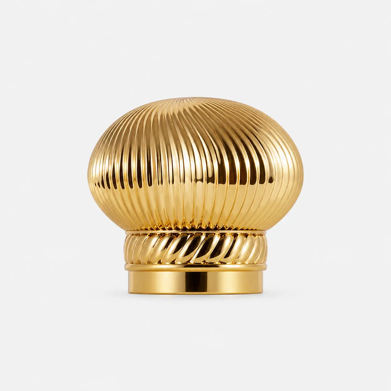 Ribbed Dome Perfume Cap with Metallic Finish for Bottle Packaging 1