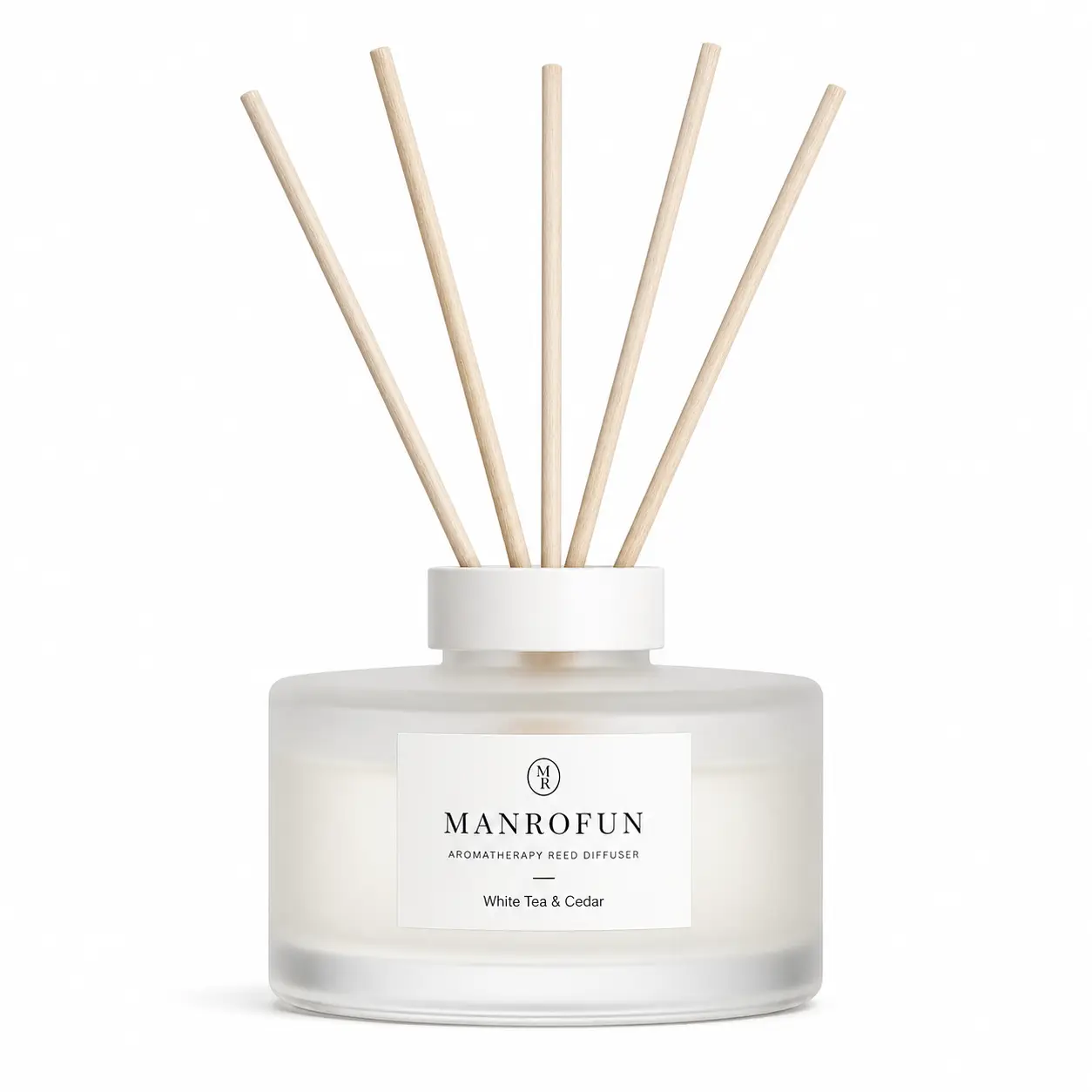 Wide Frosted Glass Reed Diffuser Bottle Set with Reed Sticks 1