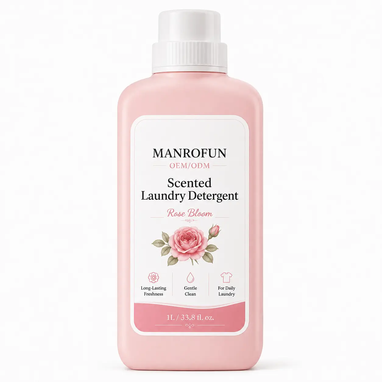 Elegant Floral Scented Liquid Laundry Detergent Bottle for Daily Fabric Washing OEM Supply 1
