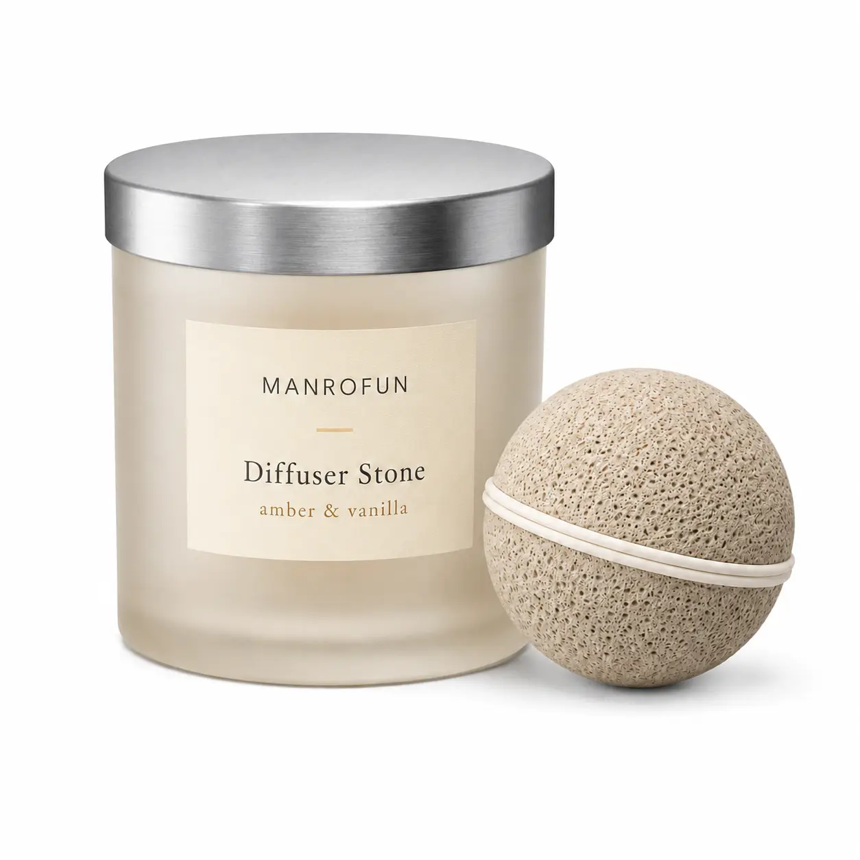 Minimalist Frosted Glass Diffuser Stone Jar Set with Aroma Porous Sphere 1