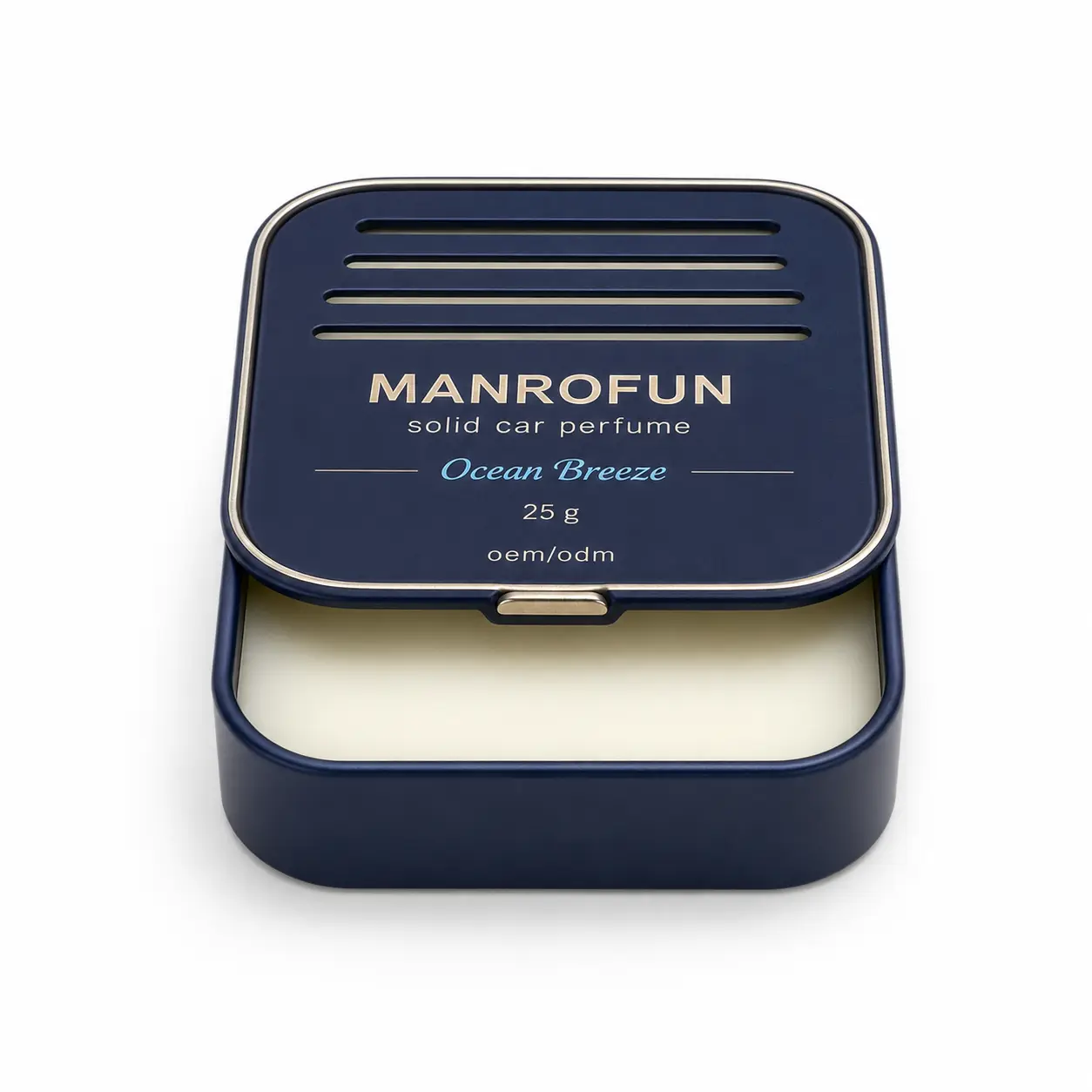 Sliding Lid Solid Car Perfume Tin with 25g Custom Fragrance Refill 1