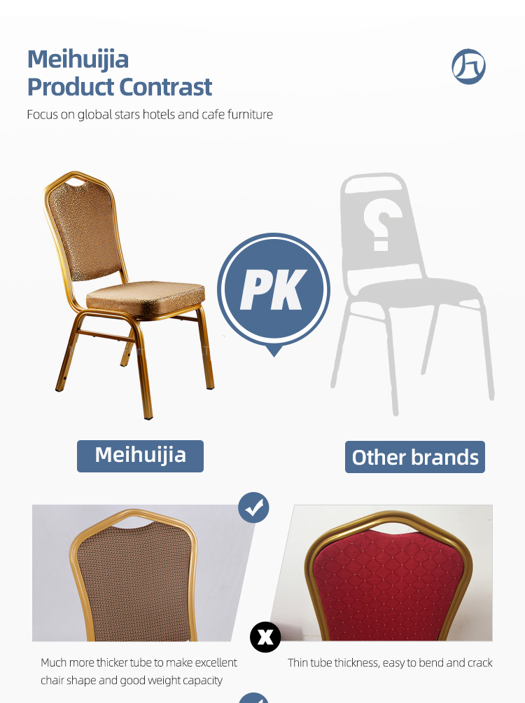 Restaurant furniture aluminum banquet stacking chair with with high density mold foam seat pad