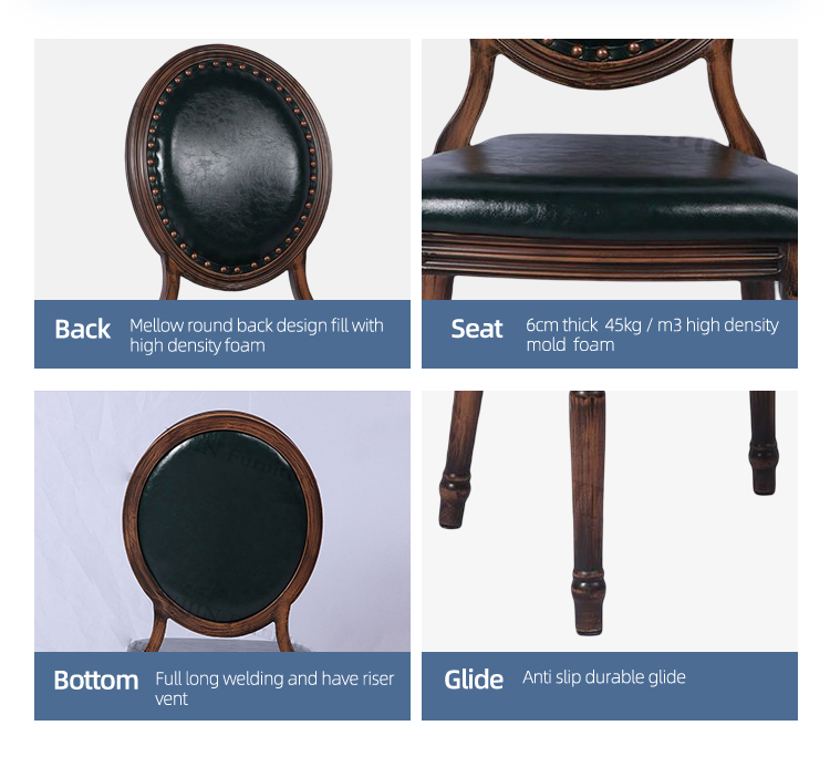 wholesale round back wood look aluminum rivet hotel wedding banquet louis chair
