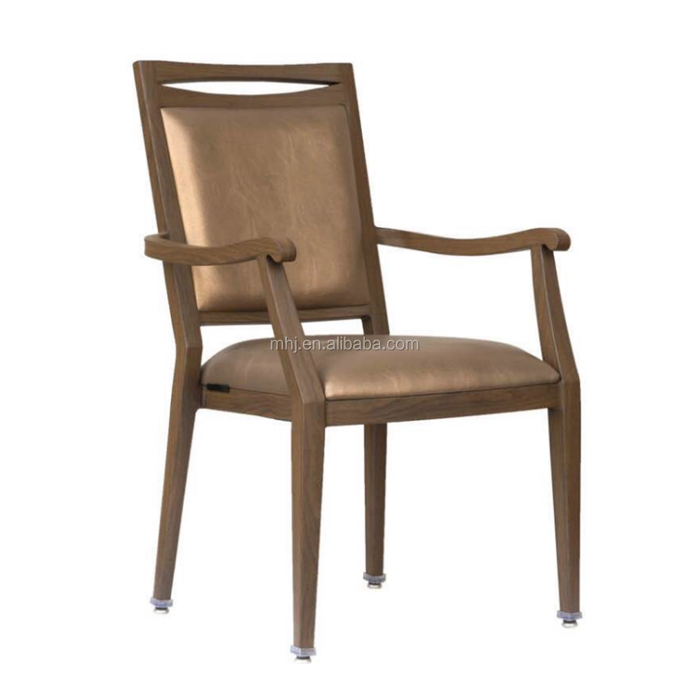 MHJ furniture - High Quality Morgan Wood Look Aluminum Armrest Banquet Dining Chair Aged & Nursing home seating 1