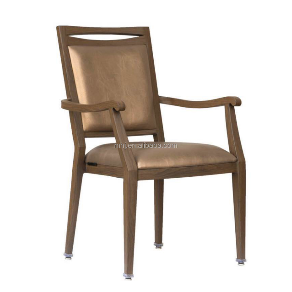 MHJ furniture - High Quality Morgan Wood Look Aluminum Armrest Banquet Dining Chair Aged & Nursing home seating 8
