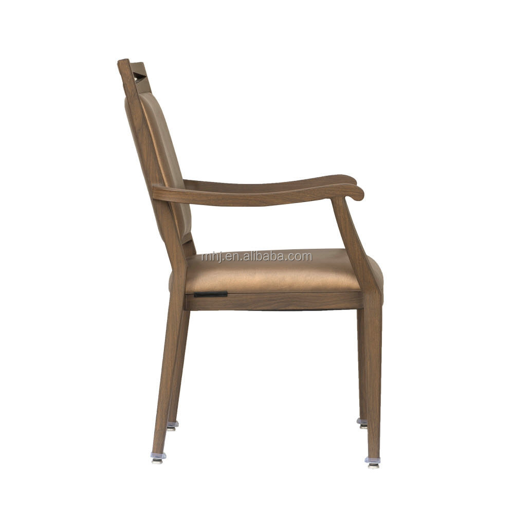 MHJ furniture - High Quality Morgan Wood Look Aluminum Armrest Banquet Dining Chair Aged & Nursing home seating 17