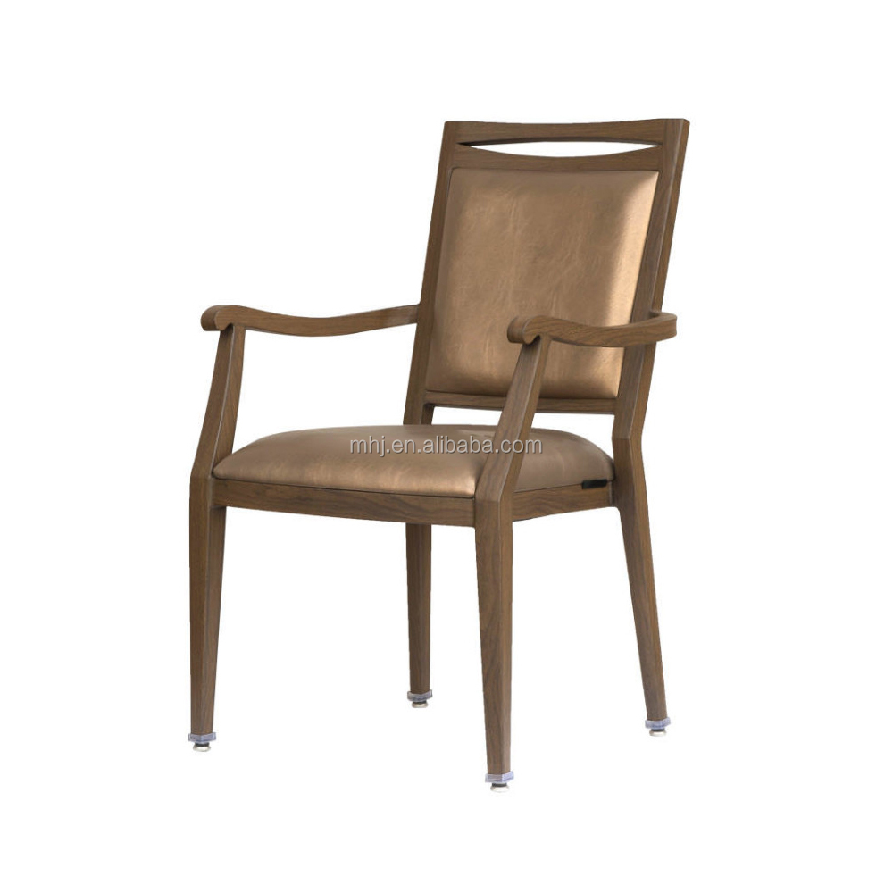 MHJ furniture - High Quality Morgan Wood Look Aluminum Armrest Banquet Dining Chair Aged & Nursing home seating 10