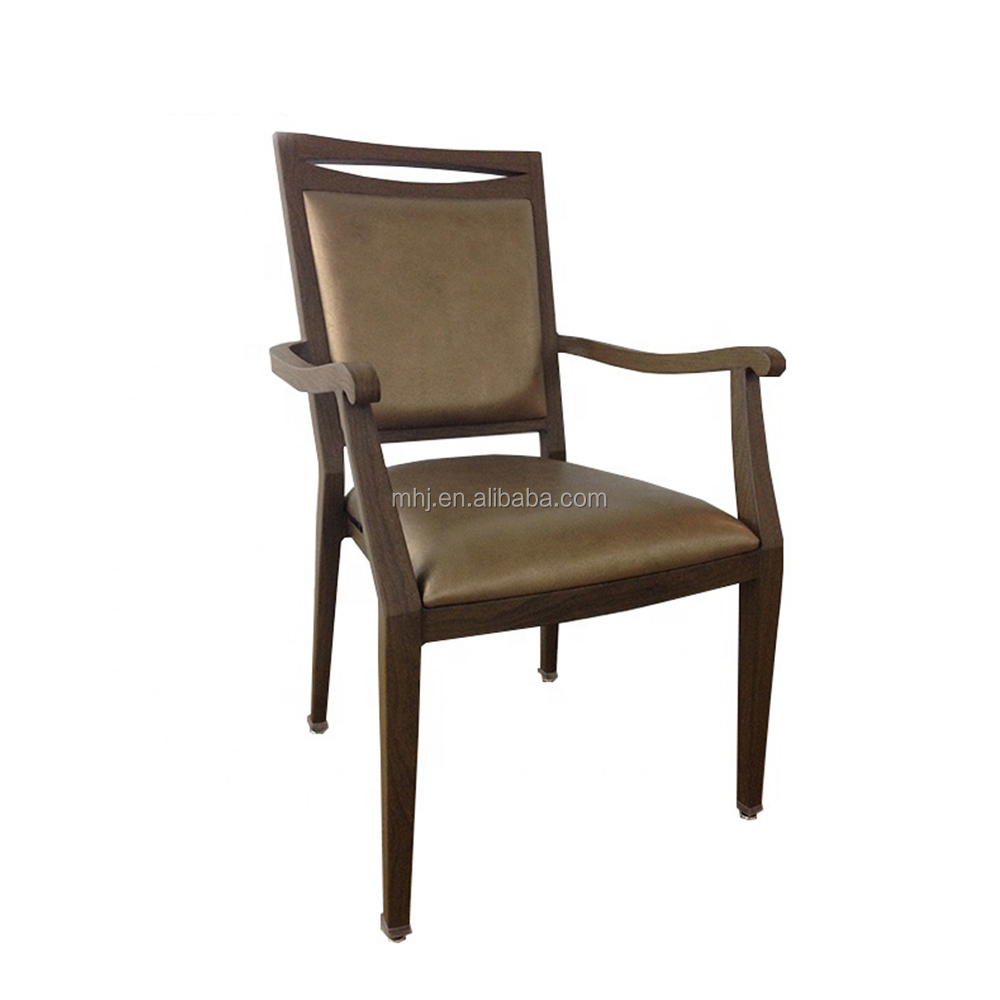 MHJ furniture - High Quality Morgan Wood Look Aluminum Armrest Banquet Dining Chair Aged & Nursing home seating 14