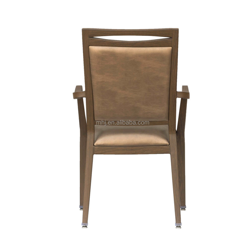 MHJ furniture - High Quality Morgan Wood Look Aluminum Armrest Banquet Dining Chair Aged & Nursing home seating 18