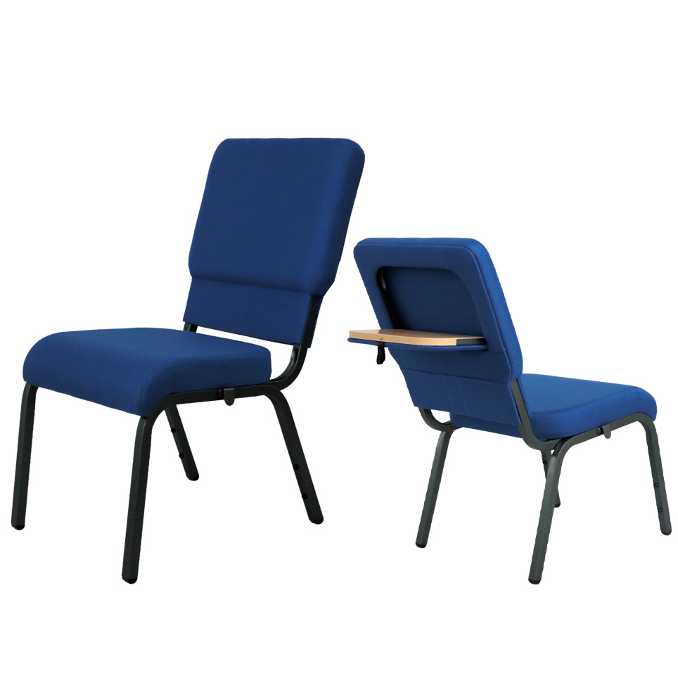 High quality stackable church chairs with comfortable padded backrests and writing boards | MHJ furniture 9
