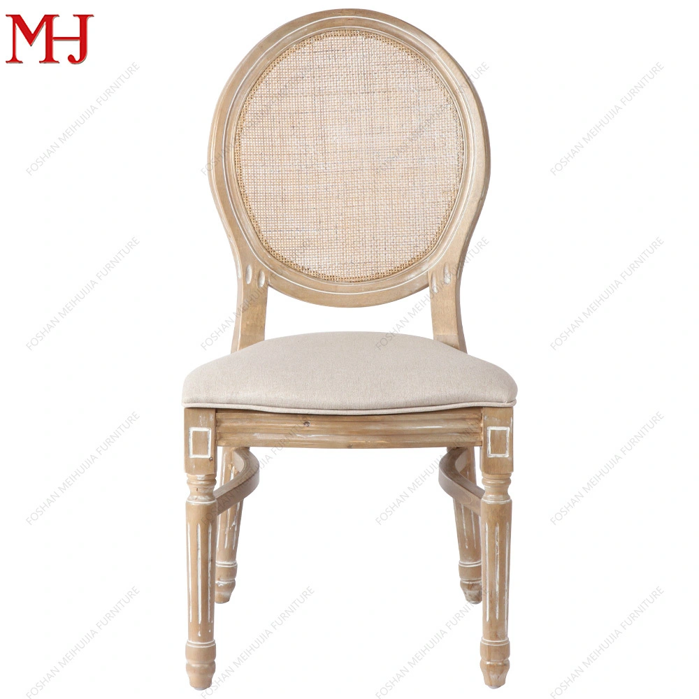 Soft Cushion French Retro Wooden Louis Chair, Popular in Silla, Stackable Louis Wedding Chair for Sale 1