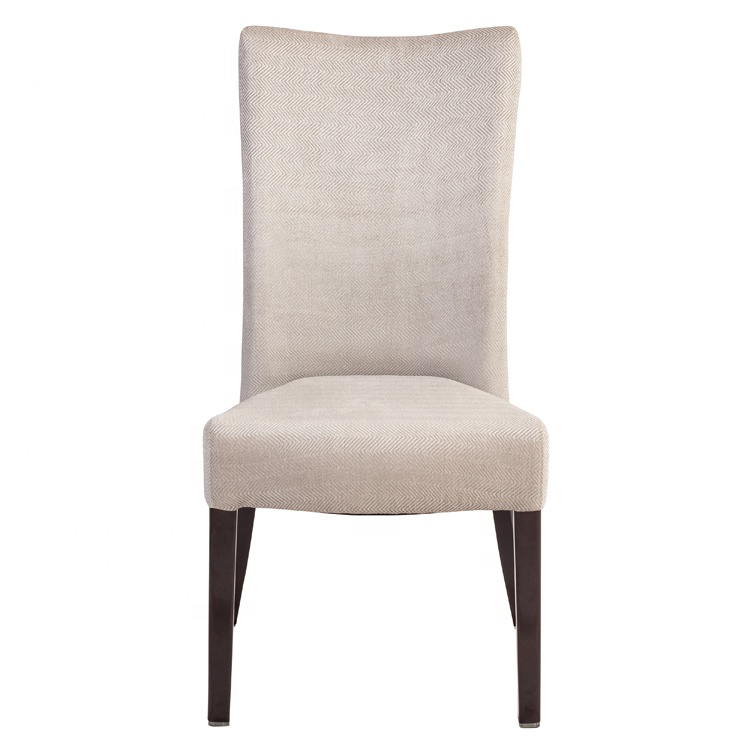 Hotel Restaurant dining chair Solid wood fabric upholstery High back chair 11