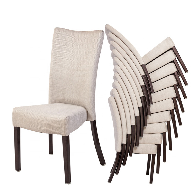 Hotel Restaurant dining chair Solid wood fabric upholstery High back chair 12