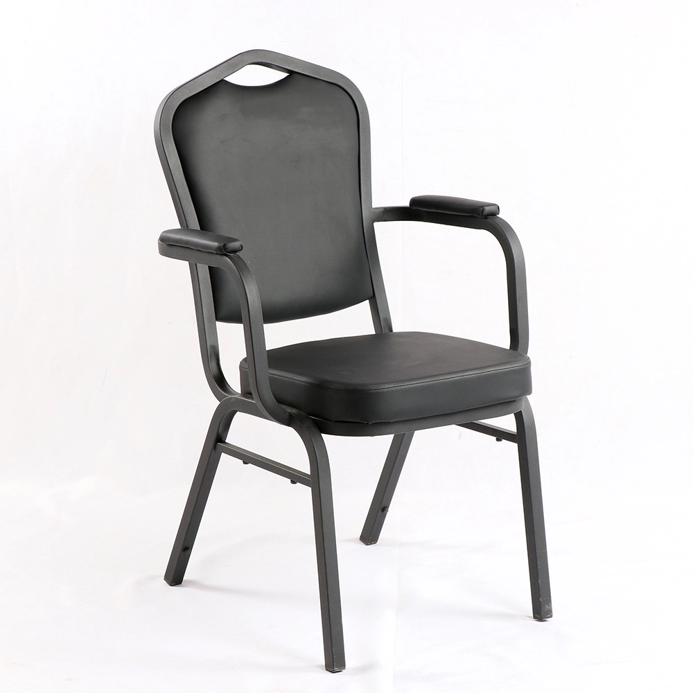 Luxury Black Fabric Silver Steel Chrome Frame Stacking Used Hotel Stacking Event Wedding Banquet Chairs 1