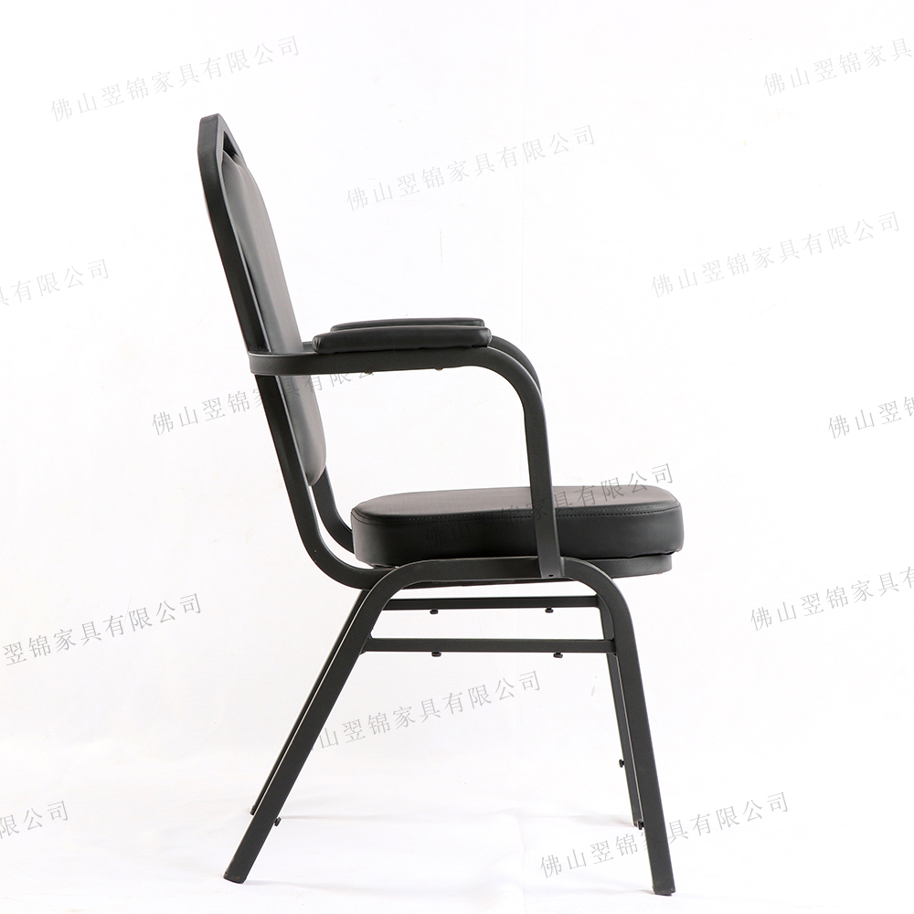Luxury Black Fabric Silver Steel Chrome Frame Stacking Used Hotel Stacking Event Wedding Banquet Chairs 9
