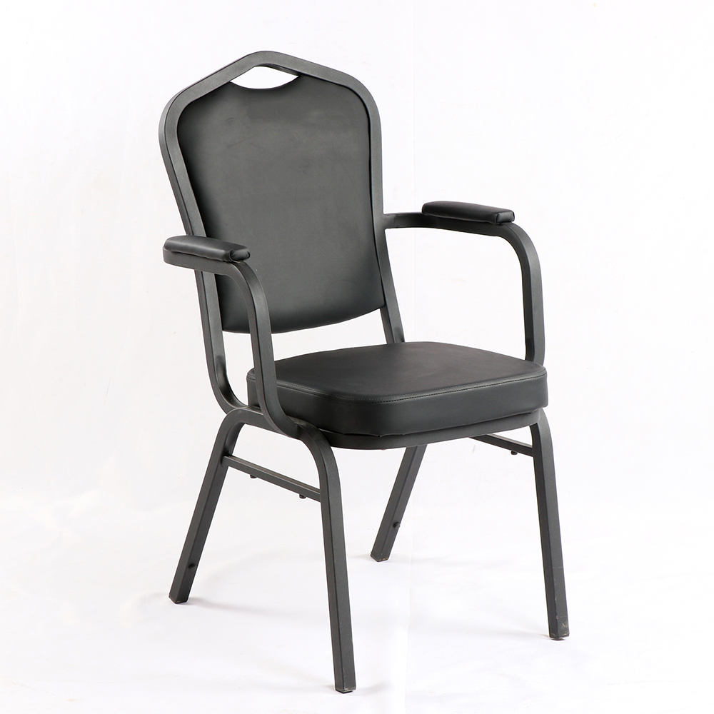 Luxury Black Fabric Silver Steel Chrome Frame Stacking Used Hotel Stacking Event Wedding Banquet Chairs 8