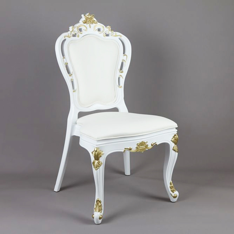 White Stackable  Back crown PP Resin Wedding Event Chair 11