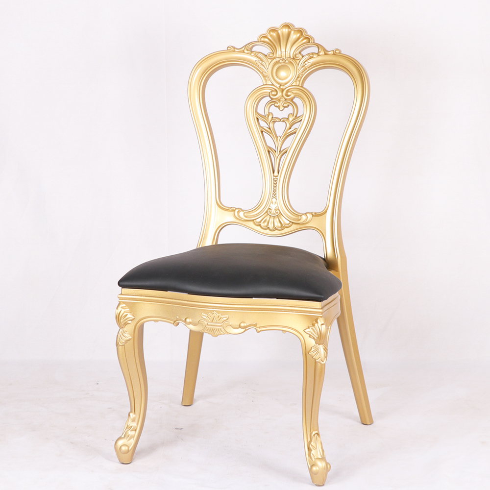 Gold Trim Golden Eye Plastic PP Resin Luis White Wedding Dining Chair 10