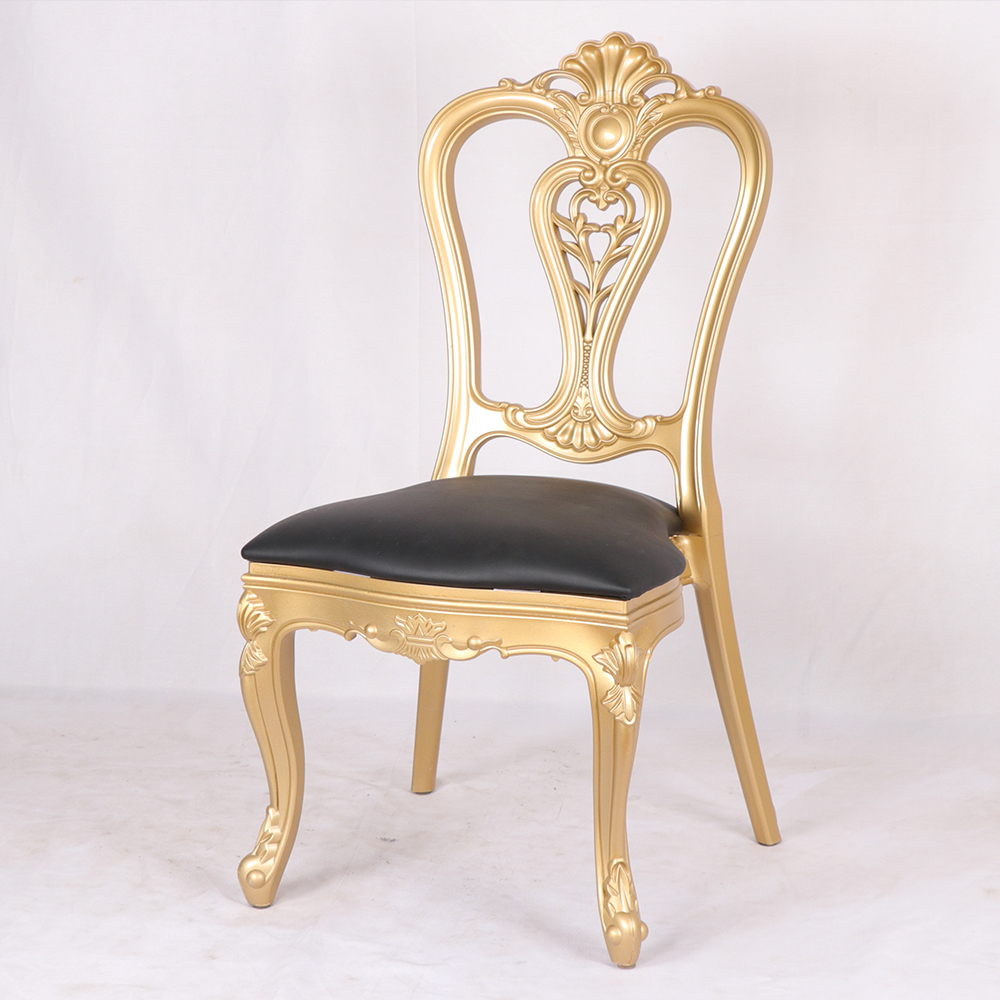 Gold Trim Golden Eye Plastic PP Resin Luis White Wedding Dining Chair 8