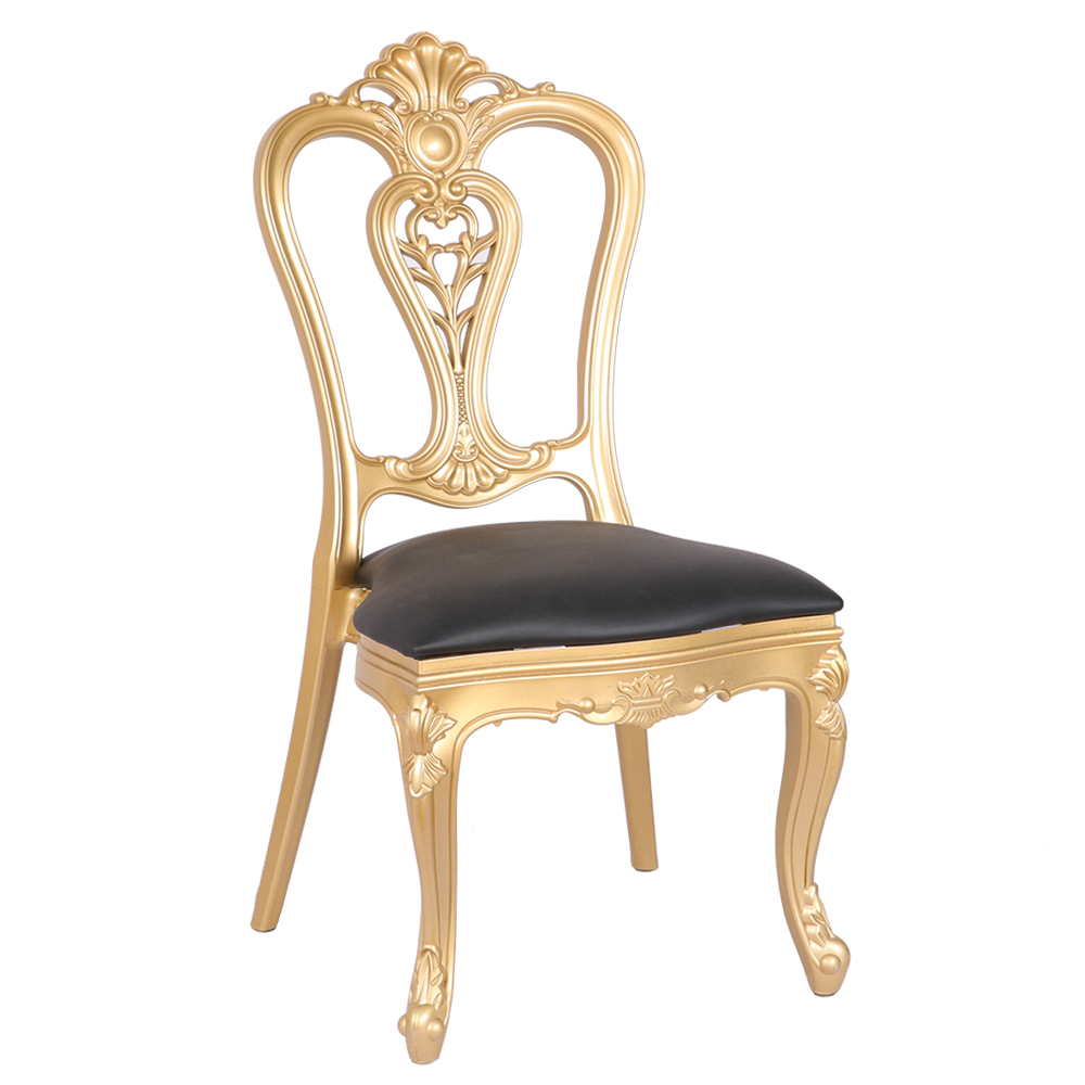 Gold Trim Golden Eye Plastic PP Resin Luis White Wedding Dining Chair 9