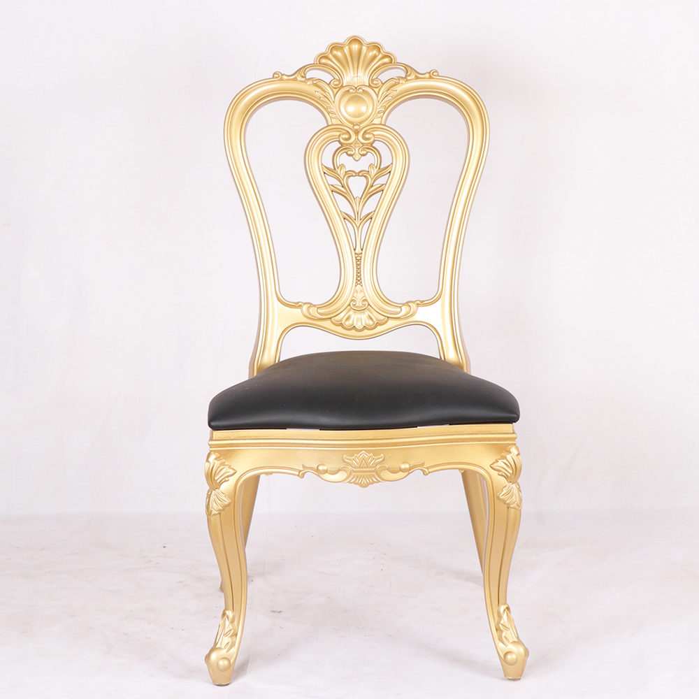 Gold Trim Golden Eye Plastic PP Resin Luis White Wedding Dining Chair 11