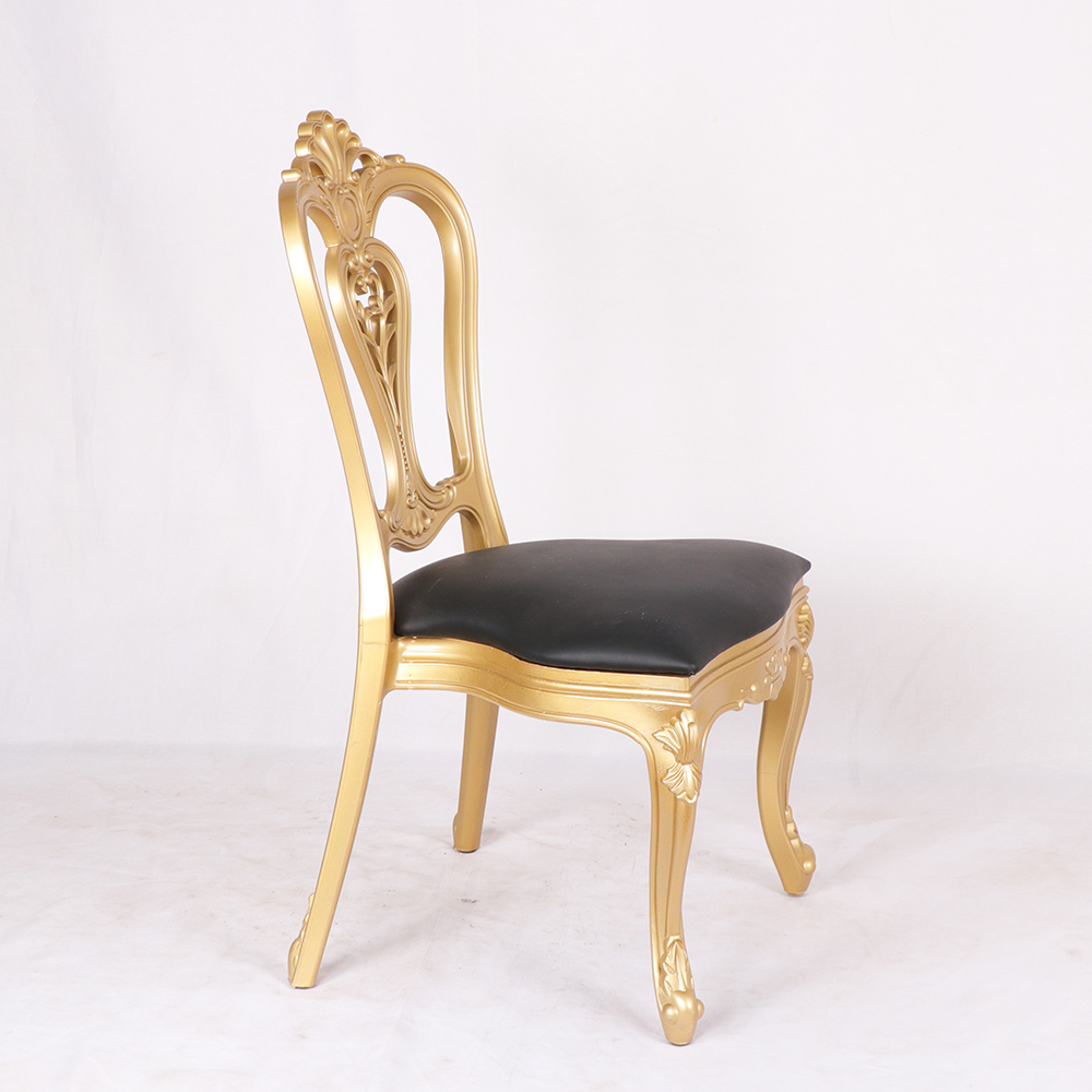 Gold Trim Golden Eye Plastic PP Resin Luis White Wedding Dining Chair 13