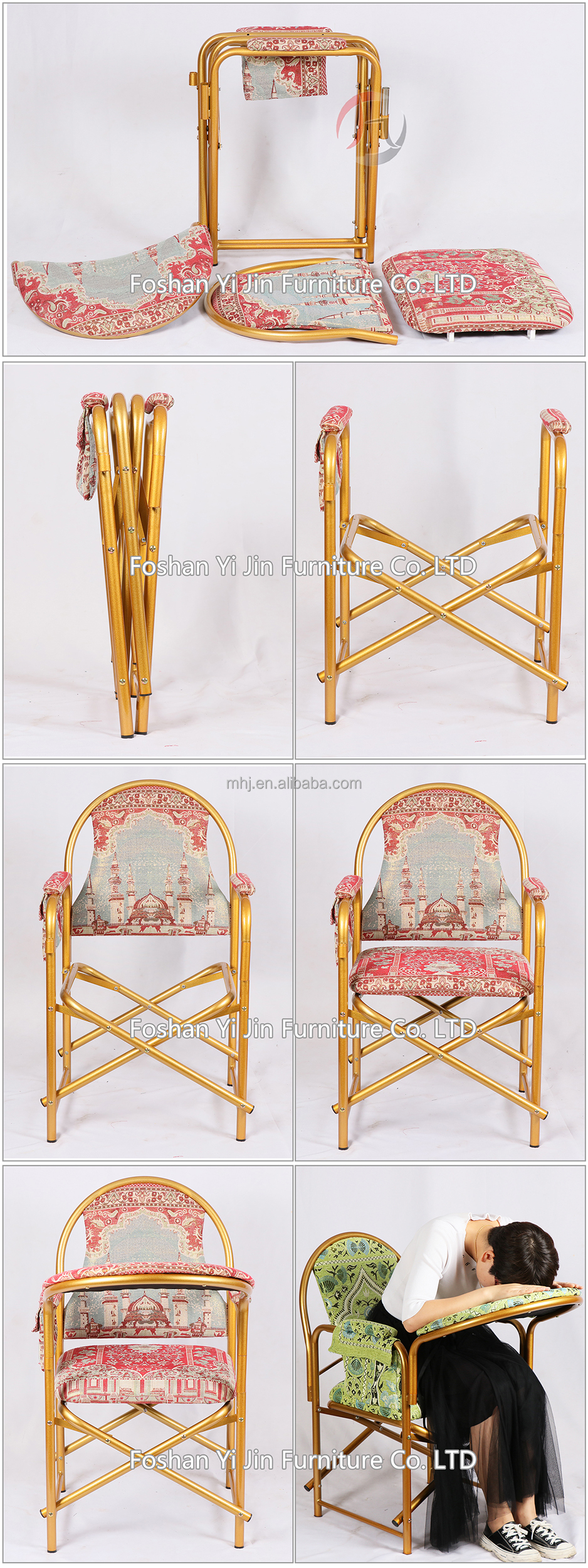 MHJ furniture - Wholesale Metal Church Worship Muslim Prayer Folding Salah Chair Muslim chair 13