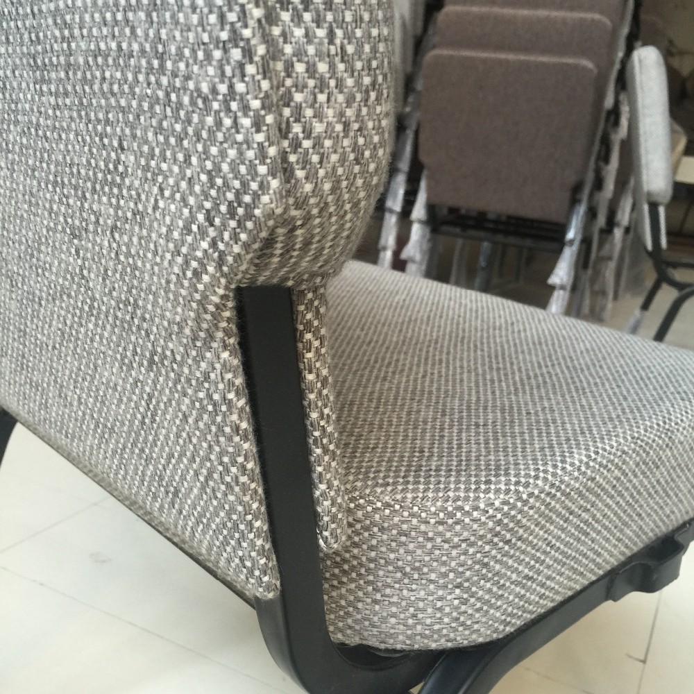 MHJ furniture - Grey Fabric 18.5 Upholstered Worship Chair For Church With Black Coating Church chair 18